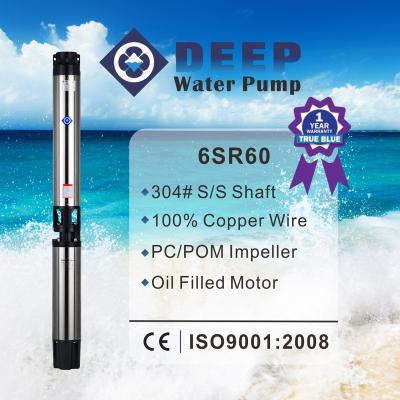 China Italy Brand Submersible Big Deep Well Flow 15hp PC 6SR60 Check Valve Submersible Pump for sale