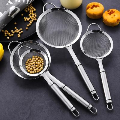 China Viable Kitchen Accessories Stainless Steel Flour Sieve Food Sieve Sieve Colander Set for sale