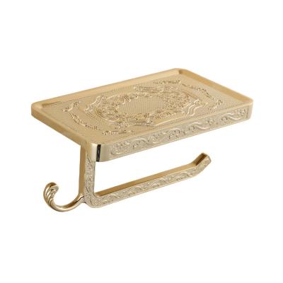 China Bathroom Accessories Luxury Wall Hanging Shelf Gold Toilet Paper Holder for sale