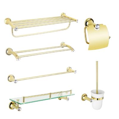 China Modern Factory Wholesale Zinc Alloy Toilet Hardware Accessories Gold Towel Rack for sale