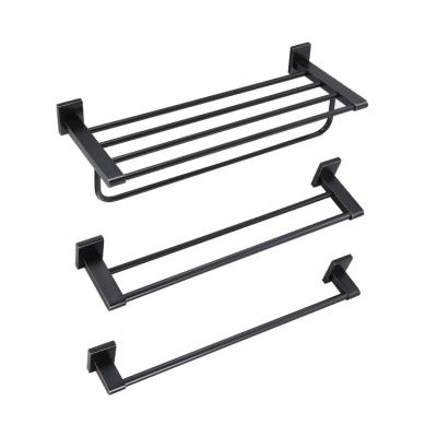 China Sustainable Factory Wholesale Bathroom Rack Set Black Zinc Alloy Bathroom Pendant for sale