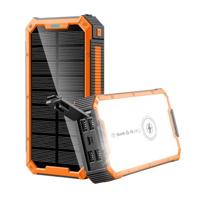 China Large Capacity 36800mah Flashlight Power Bank+Camp Waterproof Solar Panel Power Bank Qi Fast Portable Charger With LED Display For Outdoor Phone for sale