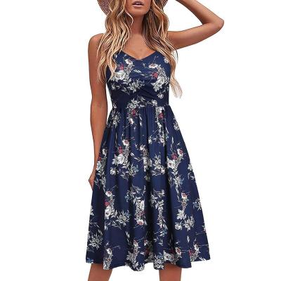 China 2022 Summer New Fashion Floral Printing Women Viable Elegant Sexy Dresses for sale