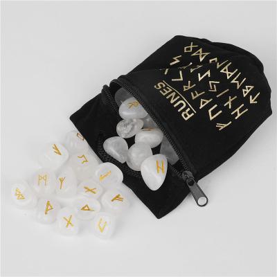 China 25pcs/set Europe Divination Zampus Energy Cartomancy Stone Stones Natural Semi-precious Letter Runes Lunen Stones for sale