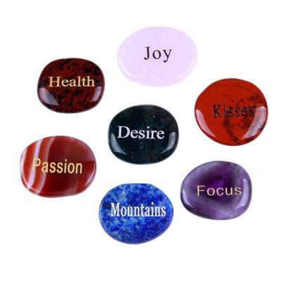 China Europe Customized Natural Semi-precious Wish Stone Inspirational Stones DIY Engraved Decoration Crystal Crafts for sale