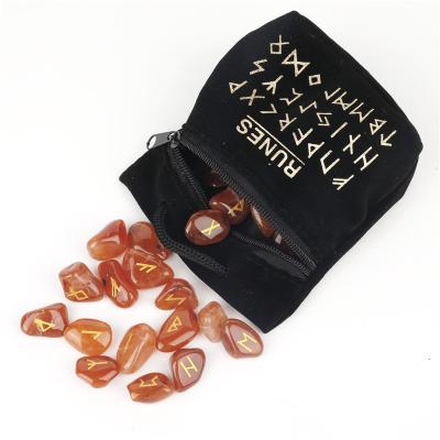 China 25pcs/set Natural Semi-precious Stone Carnelian Rune Stone Energy Cartomancy Red Stones From Europe for sale