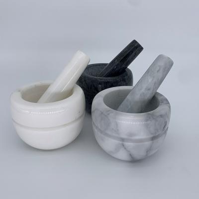 China Customized Viable Manual Food Marble Household Garlic Crusher and Vegetable Crusher Stone Mortar and Pestle Ornament for sale