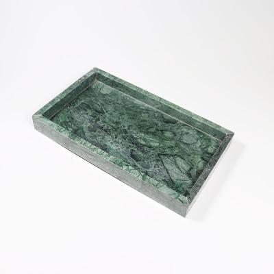 China Sustainable New Style Customized Natural Lauxry Marble Stone Serving Tray Dining Room Kitchen Hotel Green Marble Tray for sale