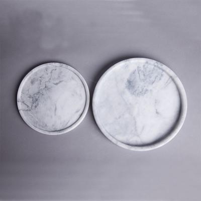 China 100% Viable Handmade White Round Marble Stone Serving Trays Marble Round Ring Tray Serving Tray for Home Decor and Host for sale