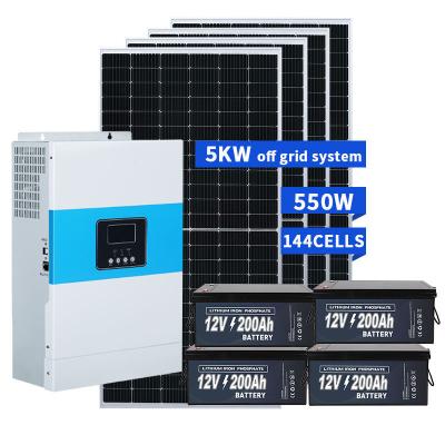 China Home 5KW Off Grid Solar System 5KW 10KW 20KW 5000 Watt Solar Panel Smart Hybrid PV Kit For Home for sale