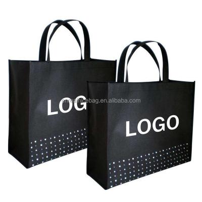 China Durable Eco Friendly Cheap Price Black Color Customized Logo Printed Nonwoven Tote Fabric Shopping Bags For Clothing Packaging for sale