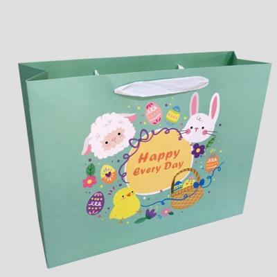 China Recyclable Nice Full Color Cartoon Design Birthday Gift Paper Shopping Bag For Kids Packaging Toys And Clothings With Rope Handles for sale