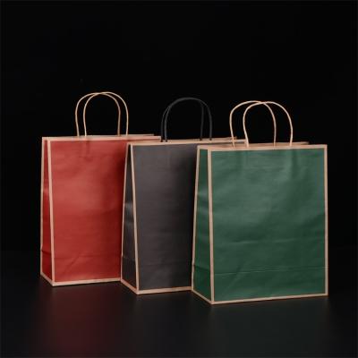 China Wholesale Cheap Recyclable Natural Brown Kraft Paper Gift Shopping Bag, High Quality Handled Paper Bags For Clothing Store for sale