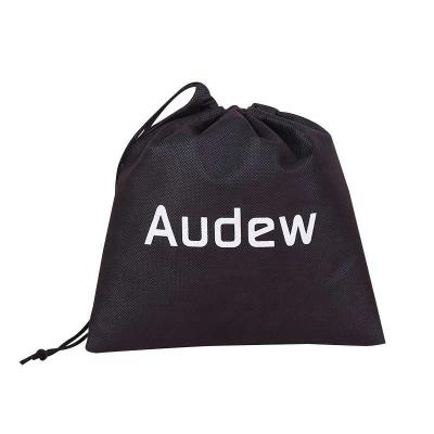 China Reusable eco-friendly nonwoven fabric cheap price shoe gift packaging drawstring bag, custom printed small jewelry black drawstring bag for sale