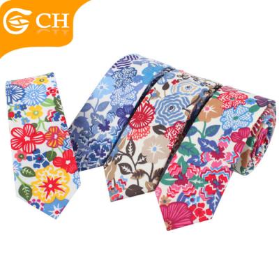 China Yarn Dyed Wholesale Fashion Tie Customized New Product Beautiful Floral Digital Printing Cotton Tie for sale