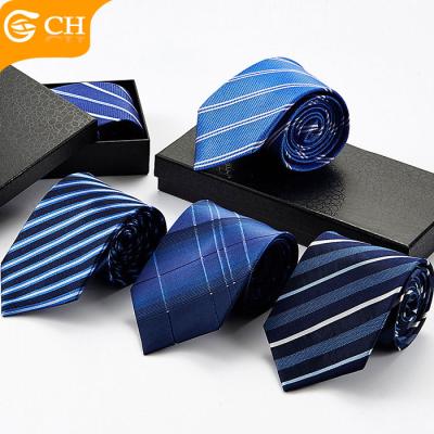 China Wholesale Striped 100% Silk Wholesale High Quality Navy Blue Neck Ties For Business Men 145*8.5*3.8CM for sale