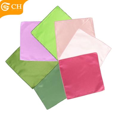 China Custom Handmade Single Color Cotton Plain Pocket Squares Christmas Gift Solid Towel Polyester Handkerchief for sale