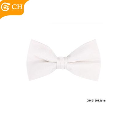 China Beautiful Plain Bowtie Pattern Solid Cheap White Solid Polyester Custom Bow Tie For Girls for sale