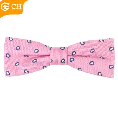 China Wholesale Dobby Chunhe Mens Handmade Tears Design Polyester Pink Wedding Bow Tie for sale