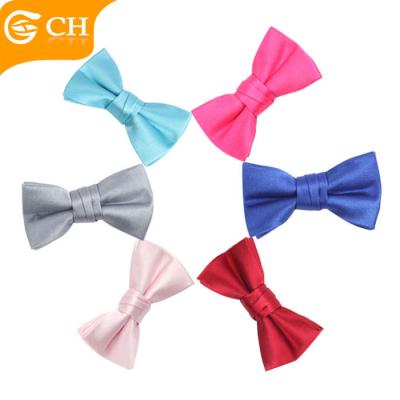 China Simple School Plain Plain Christmas Christmas Boys Polyester Adjustable Bow Ties Red For Kid for sale