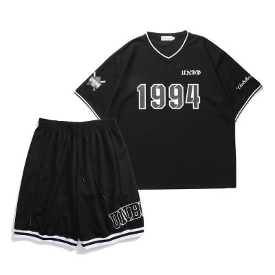 China Breathable Custom Summer Cotton Men Loose T-Shirt And Shorts Set for sale