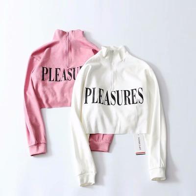 China 2022 Women Breathable Half Zipper Crop Top Sweatshirt Hoodie Sweden for sale