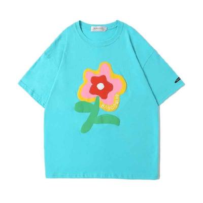 China Anti-wrinkle desgin female T-shirt women cotton puff print logo loose t-shirt for sale