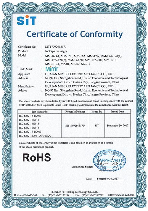 RoHS - Huaian Mimir Electric Appliance Co., Ltd.