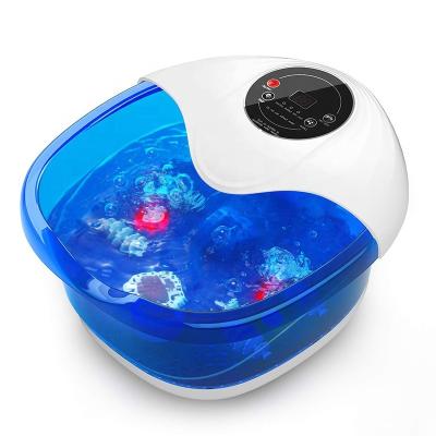 China Wholesale 4 Massage Roller ETL Mimir Heat Bubbles Vibration Foot Bath Massager With Pedicure Stone for sale