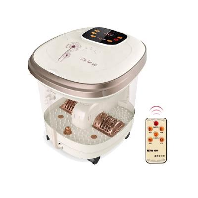 China Electric Heating Automatic Soap Box Roller Foot Spa Massager Basin With Full Cover&Medicine Box for sale