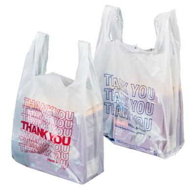 China Ellesse Recyclable Plastic T-Shirt Thank U Bag Packaging Selladora De Bolsas wijn Carrier Bags Bolsas Plastico Plastic Bags for sale