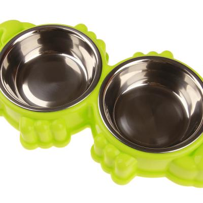 China High Quality Pet Feeder Anti Choking Double Bowl Pet Feeder Viable Hot Selling Slow Bowl With Drinking Bottle for sale