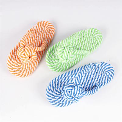 China 4-Color Dog Toy Woven Cotton Rope Pet Molar Anti-bite Slippers Viable Chewing Teeth Cleaning for sale