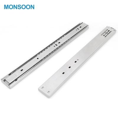 China Modern Soft Narrow Channel Ball Bearing 45Mm Telescopic Push To Open Drawer Slides for sale