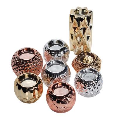 China Home decoration customized new style ceramic plated candle jars bulk low price wholesale candle jars best candle container china for sale