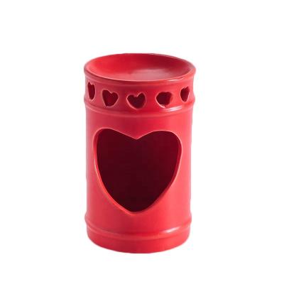 China Ceramic Burner Customize Original Ceramic Cylindrical Ceramic Heart Loving Candle Holder Factory Candle Holder Ceramic Warmer for sale