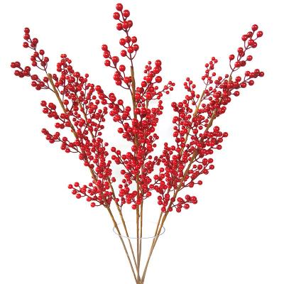 China Foam+steel GM Christmas Red Berries Set , Artificial Christmas Red Berry Stems for DIY Crafts Wreath Garland Christmas Ornaments Decor for sale