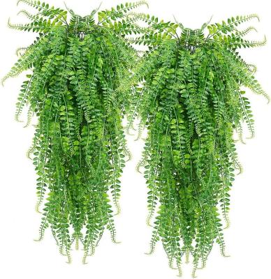 China Plastic GM Boston Ferns Artificial Persian Rattan Fake Hanging Plant Faux Greenary Vine Outdoor UV Resistant Plastic Plants for sale