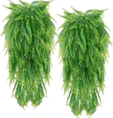 China Plastic GM Artificial Hanging Plants Ferns Faux Fake Plants for Patio Porch Outdoor Decor for sale