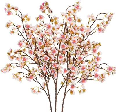 China Silk +plastic GM  Silk  Artificial Cherry Blossom Branches Flowers Stems  Fake Flower Arrangements for Home Wedding decor for sale