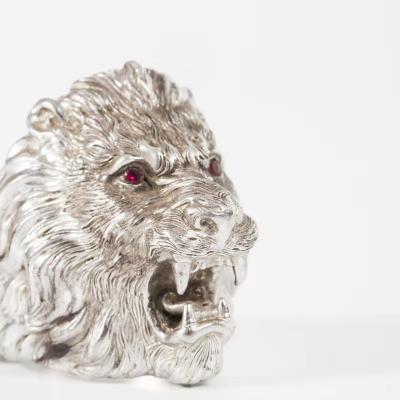 China Sterling Silver Hip Hop Men's Hip Hyperbole Lion Head 925 Zircon Ring Lion Totem Amulet Amulet Ring Punk Ring for sale