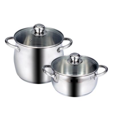 China Sustainable high quality kitchenware utensil cooking pots best price 2 pcs 304 stainless steel cookware sets for sale