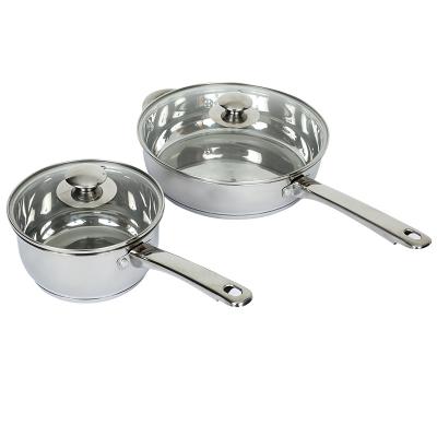 China Stainless Steel Casserole Fry Pan Saucepan Cookware For Home Sustainable Eco Friendly Cooking for sale