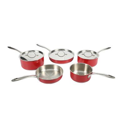 China Best Fried Commercial Round Chinese Kitchen Viable China Egg Cover Stainless Steel Double Stick Non Frying Pan Set for sale