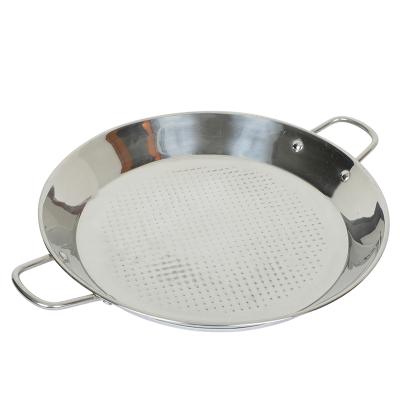 China Viable Most Popular Small Induction Seafood Metal Spanish Non Fry Stick Paella Pan Stainless Steel For Cooking for sale