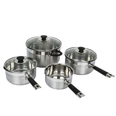 China Cheapest Product Viable Riveted Hollow Handle 201 Stainless Cookware Set for sale