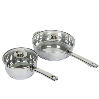 China Sustainable Trending Hot Products Non Stick Stainless Steel Cookware Set With Glass Cover for sale