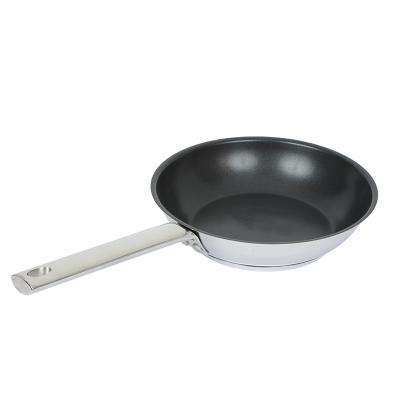 China Wholesale Viable SS201 Round Pan Bottom Slide Stainless Steel Non-Stick Egg Frying Pan for sale