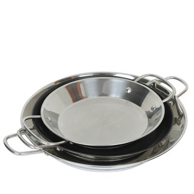 China Sustainable Cheap Custom Round Cookware Frying Pan Cast Stainless Steel Skillet Paella Pan for sale