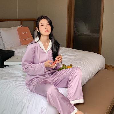 China Breathable Winter Silk Pajamas Long Sleeve Warm Pajama Sets For Women Button Down Pajamas Pajamas Set for sale